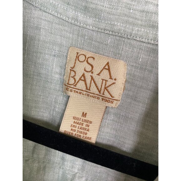 Jos. A. Bank 100% Linen Button Up Shirt Men size Medium Light Green Short sleeve - Picture 3 of 14